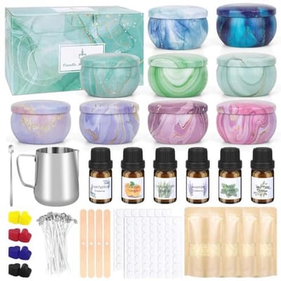 LFENYIGI Zelf kaarsen maken set - kaarsenmaakset voor kinderen en beginners, bevat bijenwas, etherische kleurstoffen en meer doe-het-zelf kaarsen maken accessoires
