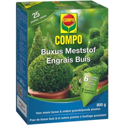 COMPO Meststof Buxus - directe en lange werking 6 maanden - voor een stevige groei en diepgroene bladeren - doos 800 g