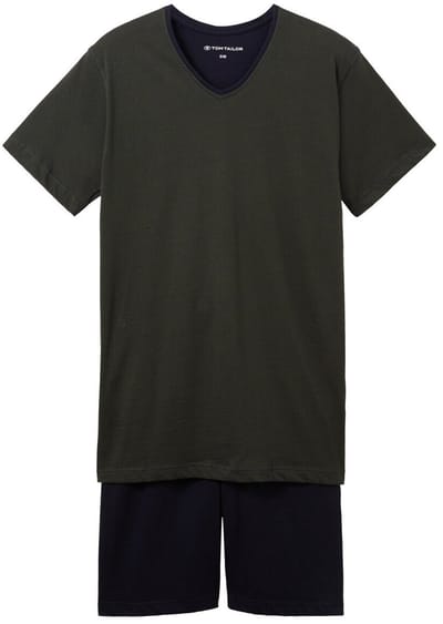 Tom Tailor - Pyjamaset van katoen - Maat 48 - green-dark-horizontal-stripe