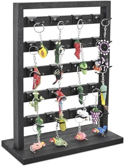 Houten sieraden display rek met 20 afneembare haken voor oorbellen en accessoires