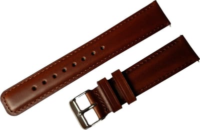 Fungus - Smartwatch bandje - Geschikt voor Samsung Galaxy Watch 3 45mm, Gear S3, Huawei Watch GT 2 46mm, Garmin Vivoactive 4, 22mm horlogebandje - PU leer - Bruin, zilver gesp