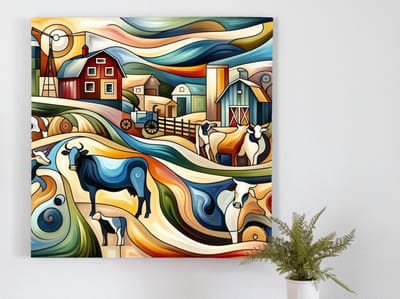 Abstract vee schilderij | Levendig Veelkleurig Abstract Kunstwerk geïnspireerd door de natuur | Kunst - 40x40 centimeter op Canvas | Foto op Canvas