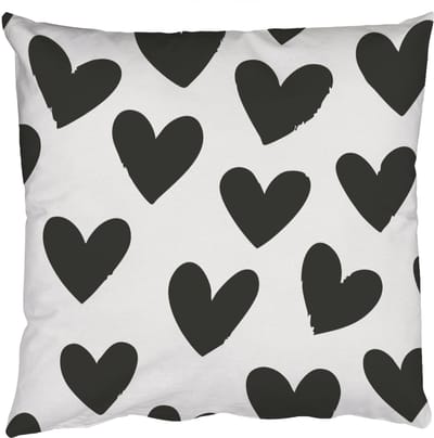 Sierkussens - Kussentjes Woonkamer - 50x50 cm - Hartjes - Zwart - Beige