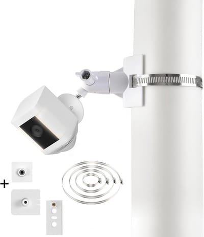 Camera Mast Bevestiging - Paalhouder Beugel - Beveiliging Buiten - Universele Compatibiliteit - 12x11x6 cm - Wit