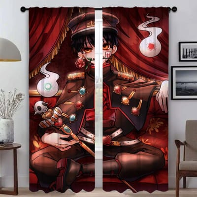 Hanako Kun Scheidingsgordijnen Keukengordijnen voor Cameraraam Gordijn voor Kamer 2 Panelen Huis Interieurgordijnen Shades Woonkamer Verduisterend W50xH70cmx2pcs-CL