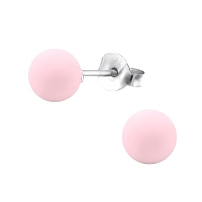 Aramat Jewels | Oorbellen | Zilveren Parel Oorbellen - Mat Poeder Roze - 8mm | | | |8mm | Zilver | Kinderen, Volwassenen | Verkleurd niet