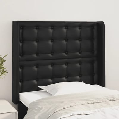 vidaXL - Hoofdbord - met - randen - 83x16x118/128 - cm - kunstleer - zwart