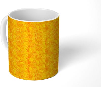 Mok - Koffiemok - Vloeiend - Olie - Verf - Texturen - Geel - Mokken - 350 ML - Beker - Koffiemokken - Theemok