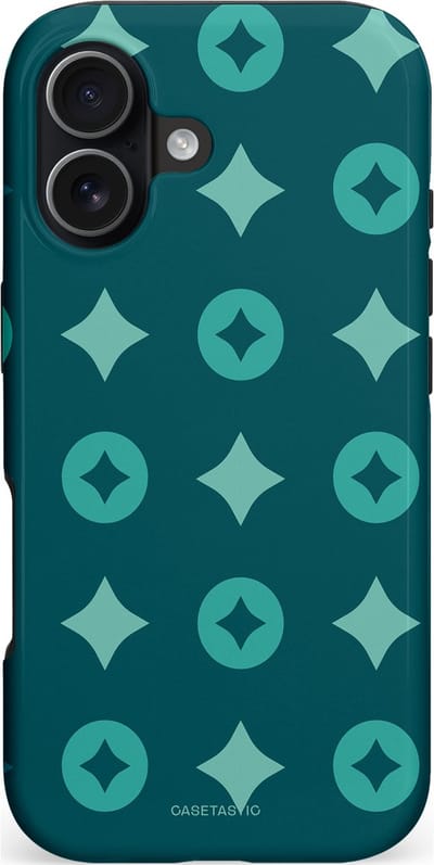 Casetastic hoesje geschikt voor Apple iPhone 17 - MagSafe - Dubbellaagse bescherming - Retro sterren - Fashion Case - Petrol