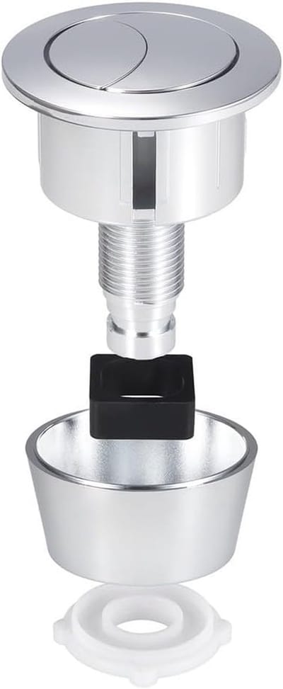 Toilet Spoelknop - Drukknop Toilet - Water Besparen - Dubbele Spoel Optie - 20/40mm - Zilver