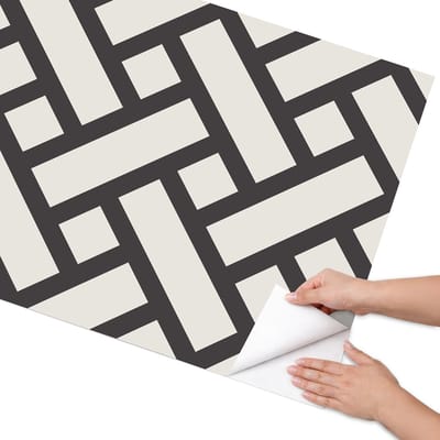 Coloray Meubel Wrap Folie - Zwart Meubelfolie - 75x150 cm - Meubelfolie Zelfklevend Eenvoudige vlecht - Wrapfolie Keuken - Geometrische Meubelfolie - Decoratiefolie - Tafeldecoratie - Geometrie