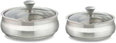 Roestvrijstalen Handi Server - Serveerkom Set - Maaltijden Warm Houden - Dubbelwandig Geïsoleerd - 2 Liter - Zilver