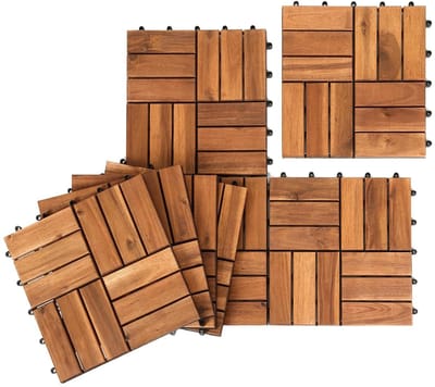 Houten Terrastegels - Vloertegels Balkon - Buiten Leven - Kliksysteem Eenvoudig - 30x30cm 22 Stuks - Houtkleur