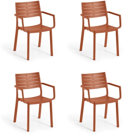 Keter Metaline tuinstoel - 4 stuks - 53,3x60,2x81,3 cm - Terracotta