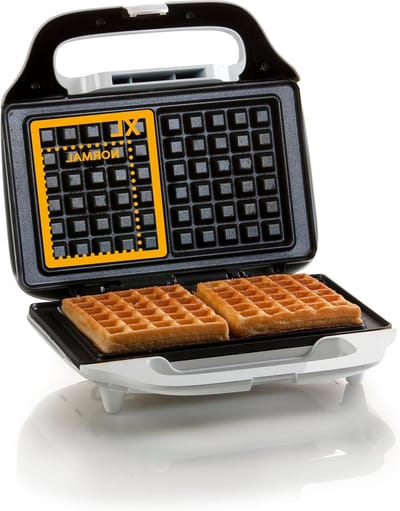 Wafelijzer XL - Grote wafelmaker - Lekkere wafels bakken - Extra grote bakplaten - 23 x 13.5 cm - Wit