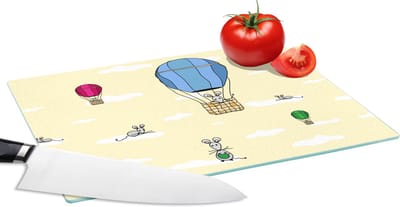 Glazen Snijplank - 28x20 - Patroon - Muis - Luchtballon - Snijplanken Glas