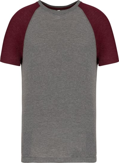PROACT® Tweekleurig Triblend sport-t-shirt met korte mouwen volwassene PA4010 - Grey Heather / Wine Heather - XXL