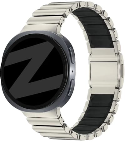 Bandz Titanium 'Hybrid' bandje geschikt voor Samsung Galaxy Watch 9 (40/44mm) / Watch 8 (40/44mm) / 8 Classic (46mm) - Titanium/Zwart