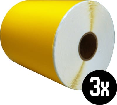 DULA Compatible Zebra Labels 102x152mm - 300 etiketten per rol - kern 25mm - Geel - Permanent - 3 rollen