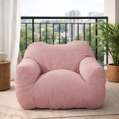 HomeMiYN Square Bean Bag Sofa – Roze – Zachte Techstof – 180 kg Capaciteit – Stijlvol & Comfortabel – Perfect voor Woonkamer, Slaapkamer & Thuiswerkplek