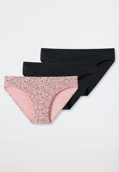 Slips, set van 3, zwart/zwarte stippen op powder pink - 95/5 152