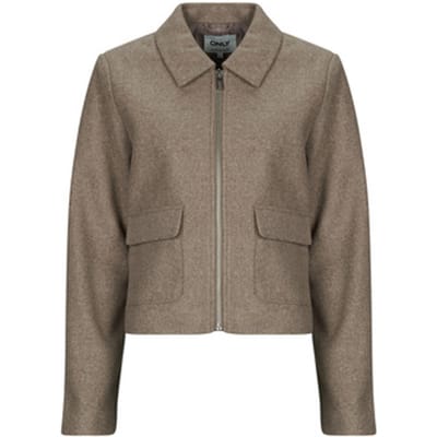 Only taupe dames jas   Punt kraag   Regular fit   Klepzakken   Gemeleerd patroon   Ritssluiting   Lange mouw Taupe M