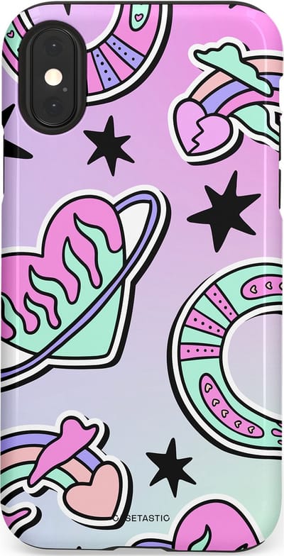 Casetastic Hoesje Geschikt voor Apple iPhone X/Xs - Stijlvolle Beschermende Duo-layer Case - Paarse Droomwereld