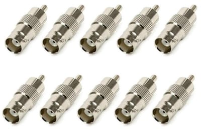 10 x BNC Female naar RCA Phono Male Plug Adapter - CCTV naar Composite Video Verbindingen voor Beveiligingscamera's