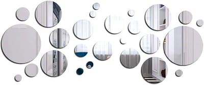 32 Stuks Ronde Spiegelstickers voor DIY Decoratie - Zelfklevende Wandspiegels voor Thuis en TV Achtergrond