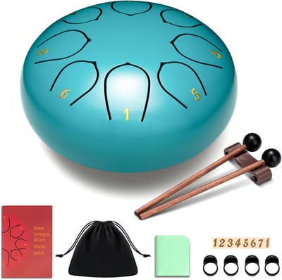 Stalen Tongtrommel - Handtrommel Percussie - Meditatie Yoga - 8 Tonen Melodieus - 6 inch - Blauw