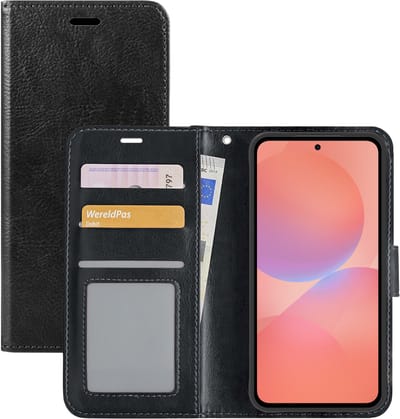 Hoesje - Met Pasjeshouder - Geschikt voor Samsung Galaxy A36 - Luxe Bookcase Portemonee - Flip Case - Kunstleer Book Case - Flipcase - Book Cover - Walletcase - Portemonneehoes - Zwart