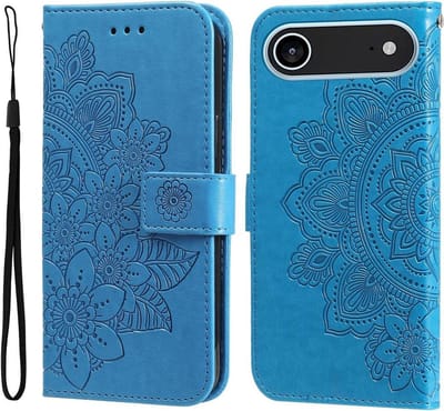 YPCd Bookcase geschikt voor Apple iPhone Air - Bloemen Design - Portemonnee / Wallet Hoesje - Blauw