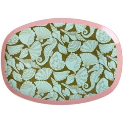 Rice melamine langwerpig bord met zeeschelpen, klein