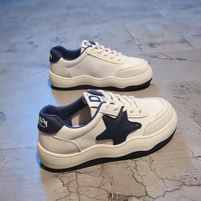 Chaussures Blanches pour Enfants Automne Nouveau Polyvalentes à Plateforme Étudiant Décontractées Chaussures de Planche 40 bleu