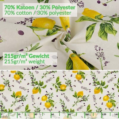 ANRO Tafelkleed Citroenen Meerkleurig 130x90cm Rechte rand Afwasbaar Waterafstotend Binnen & Buiten