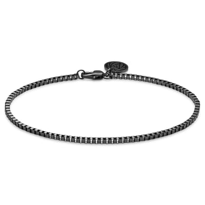 Essentials | 2 mm Gunmetal Zwarte Armband met Vierkante Venetiaanse Schakels
