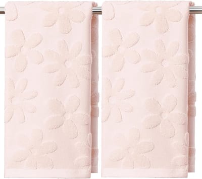 Allecto- 3D-bloemen - Jacquard - 100% katoen - Lentehanddoeken - Roze - Zacht absorberend - Badkamerdecoratie - Badhanddoek