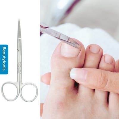 BeautyTools Professionele Nagelschaar - Nagelschaar Lang voor Nagelhoeken, Vingernagels en Teennagels - Pedicure / Manicure Schaar - Smal Gebogen snijvlak - INOX (11.5 cm) (NS-0843)