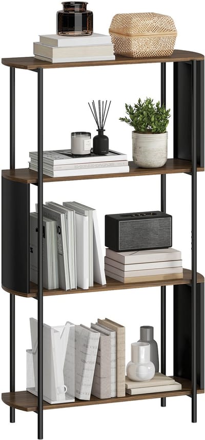 HOMCOM Opbergrek-MDF, staal-80L x 30B x 141H cm-Bruin