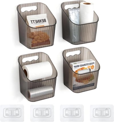 Opbergdozen Keuken - Keuken Organizer - Kleine Spullen Ordenen - Zelfklevend Zonder Boren - 4 stuks - Zwart