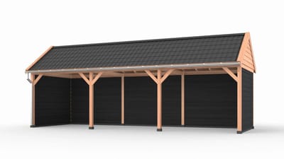 Douglas overkapping zadeldak, 900 x 300, met achterwand en twee zijwanden, Westwood Ruiter Basic