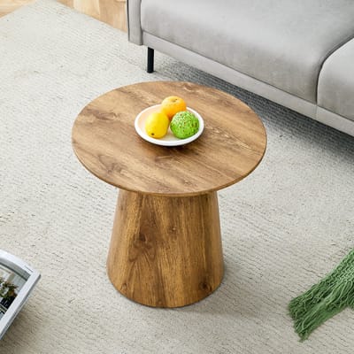 MODENUIT Bijzettafel - Ronde Tafel Voor Woonkamer En Balkon - MDF In Houtkleur - Diameter 50 x Hoogte 48 Cm