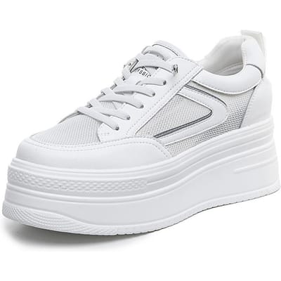 Schoenen Dames Nieuwe Zomer Lederen Dames Schoenen Ademend Mesh Platformzool Mode Casual Schoenen Holle Kleine Witte Schoenen 39