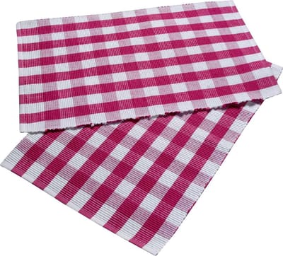 Homescapes roze geruite placemat van 100% katoen in een verpakking van 2