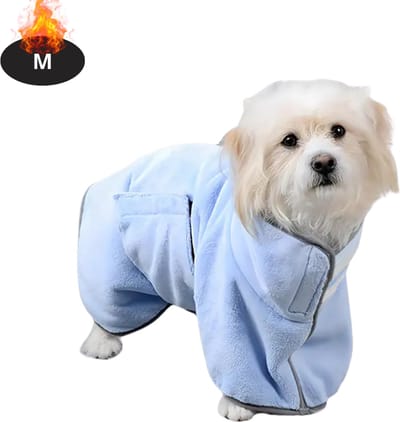 Bovista Hondenbadjas - Hondenhanddoek - Voor Honden - Hondenkleding - Hondentrui - Hoodie - Sneldrogend - Blauw - M