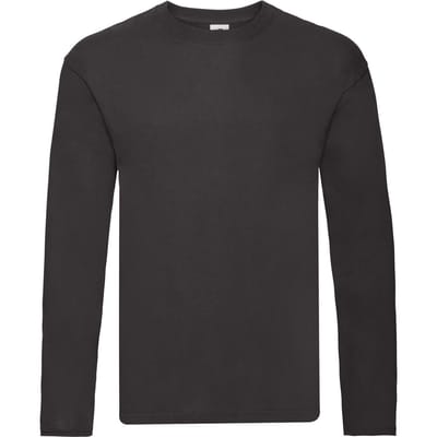 Fruit Of The Loom Heren Originele T-shirt Lange Mouwen (Zwart)