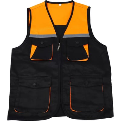 Gilet de travail réfléchissant avec 4 poches, gilet de sécurité haute visibilité à fermeture éclair sur le devant avec blocs de couleurs XXL noir/jaune