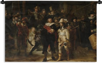 Wandkleed - Wanddoek - De Nachtwacht - Kunst - Oude meesters - Rembrandt - 180x120 cm - Wandtapijt