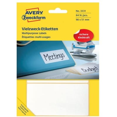 Huismerk Avery 3331 Handmatige Etiket 98x51mm Wit