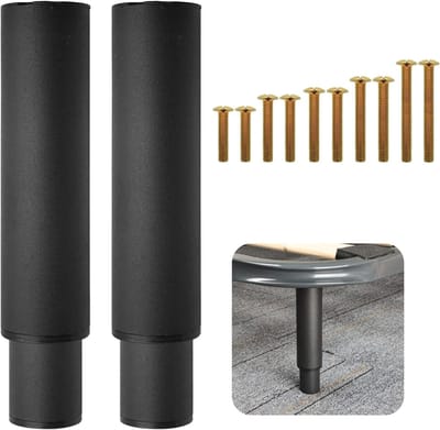 Famanu - Verstelbare poten, metalen meubelsteunpoten voet, intrekbare zwaar belastbare bedframe latten steunbeen, geschikt voor kast slaapbank frame vervangingsonderdelen 7" -13" (zwart-2 stuks)